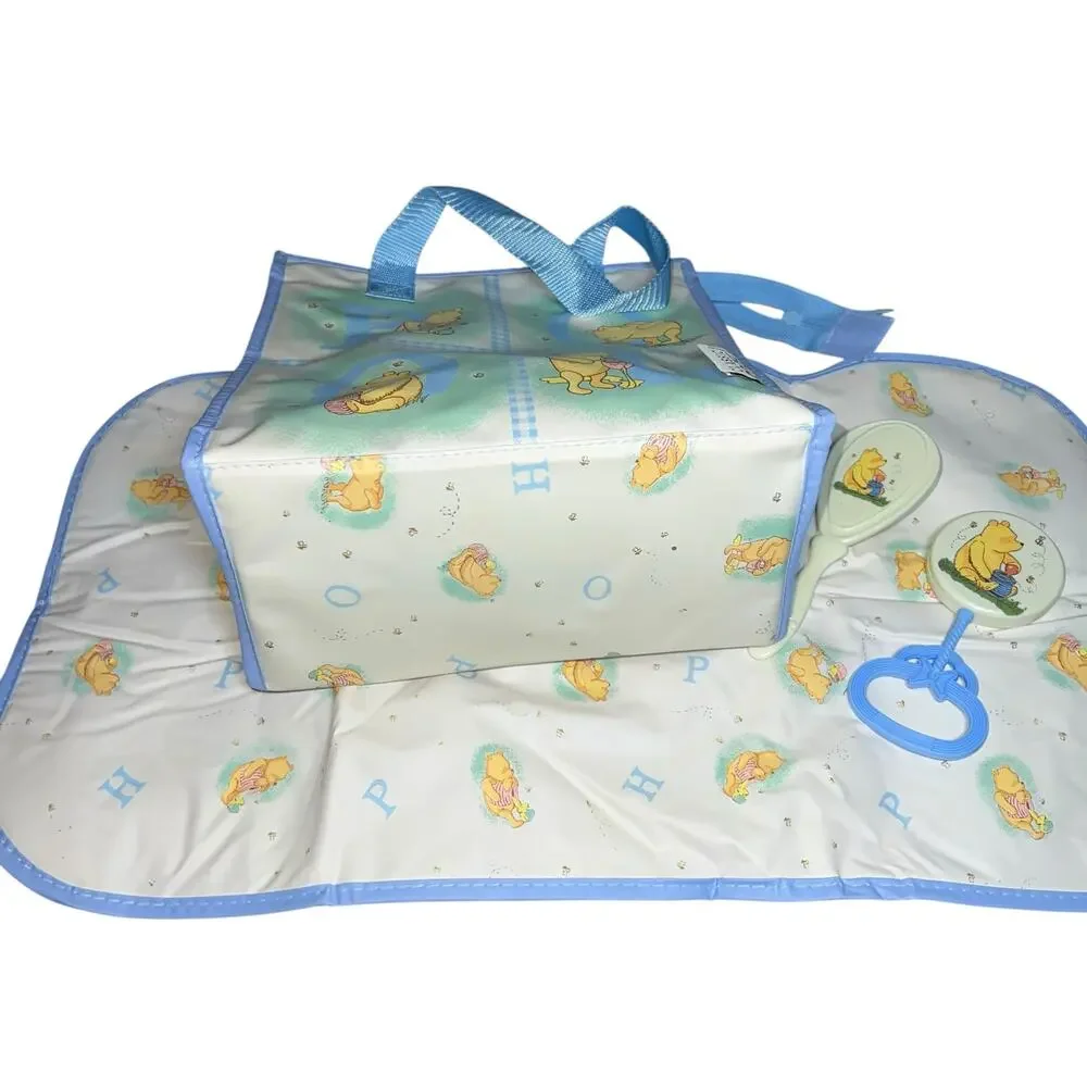 Disney's Classic Winnie the Pooh Mini Diaper Bag rattle, brush Accessories blue